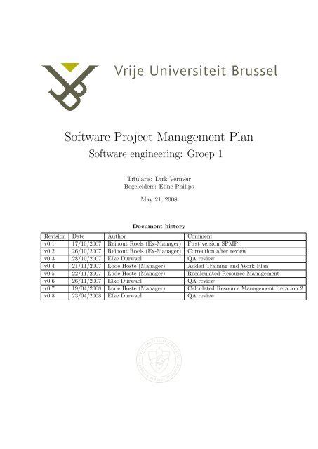 Software Project Management Plan Wilma