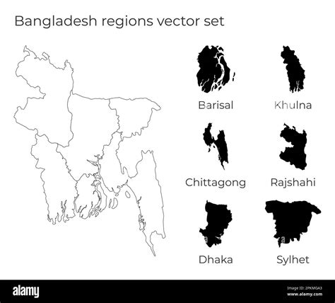 Bangladesh Map With Shapes Of Regions Blank Vector Map Of The Country