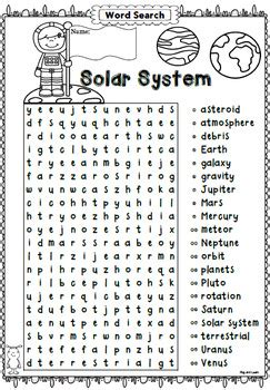 Solar System Word Search Activity By Play And Learn TpT