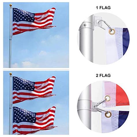 Yeshom Ft Telescopic Aluminum Flag Pole Free X Us Flag Ball Top