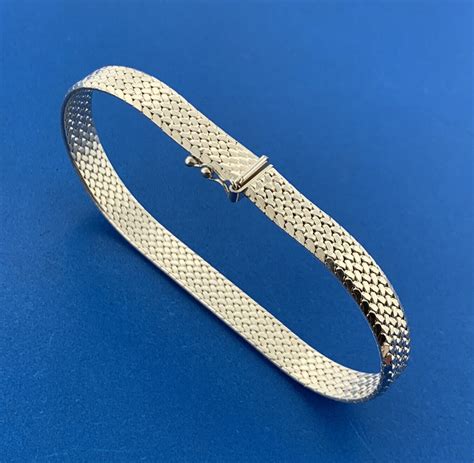 Milor Italy 925 Sterling Silver Pebbled Snakeskin Mesh Chain Bracelet