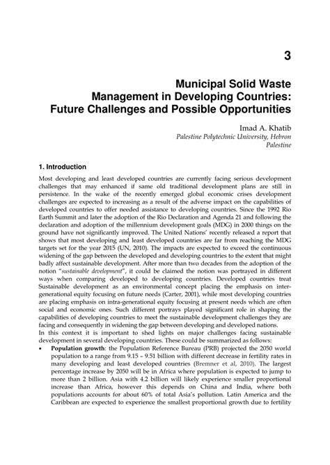 Pdf Municipal Solid Waste Management In Developing Countries Future