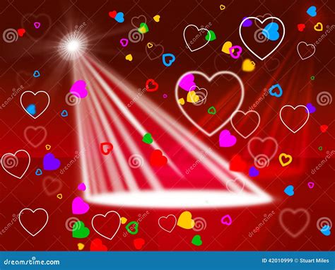 Heart Spotlight Shows Valentines Day And Affection Stock Illustration