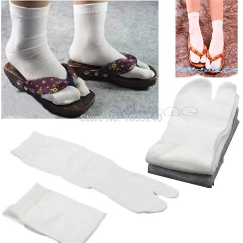 Unisex Japanese Kimono Geta Split Toe Socks Clog Flip Flop Cotton Tabi