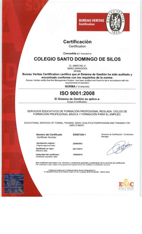 Nuestro Colegio Acreditado Con El Certificado De Calidad Bureau