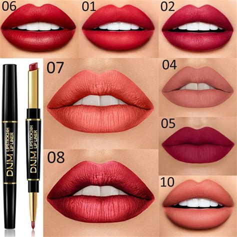 2 In 1 Lipstick And Lip Liner Combo Setlong Wearing Lip Color Includes Lip Liner Pencil And