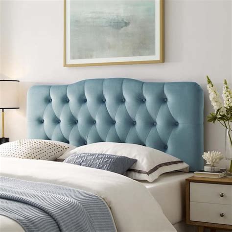 Modway Annabel Light Blue Full Diamond Tufted Performance Velvet