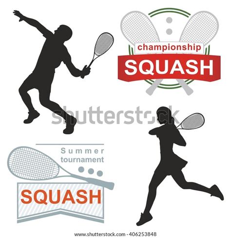 Squash Logos Emblems Silhouette On White Stock Vector Royalty Free