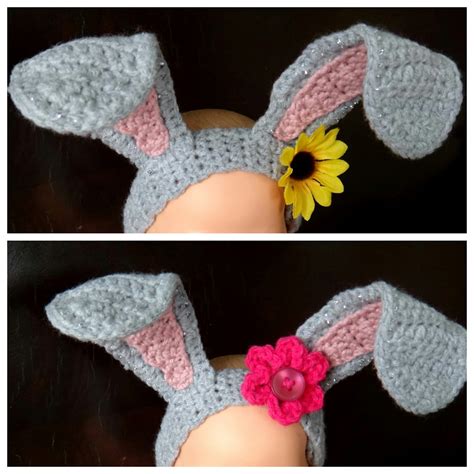 Grandma Swills Handcrafted Knits Bunny Ears Headband With Flexible Ears