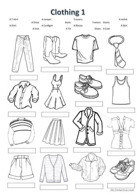 Clothes Worksheets