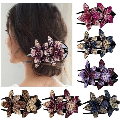 6 Stück Haarspange Damen mit Strass Haarclip Blumen für Frauen Haar