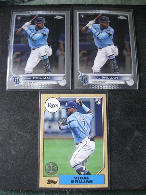 VIDAL BRUJAN 3 CARD LOT 2022 Topps Chrome 134 Topps 87 10 TB Rays RC