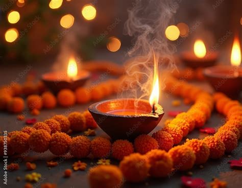 Diwali celebration Indian Nepali festival of lights Diya oil lamp Diyo decoration Stock ...