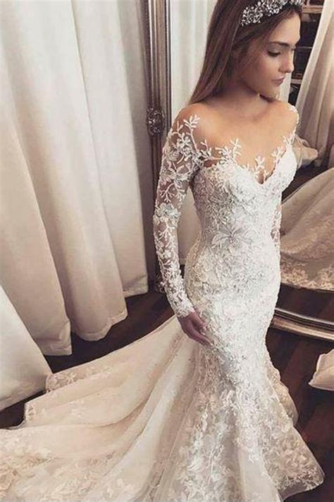 Lace Mermaid Wedding Dress With Straps