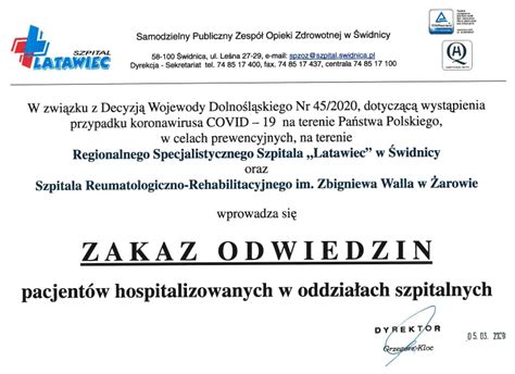 Koronawirus Decyzj Wojewody W Szpitalu Wprowadzono Zakaz