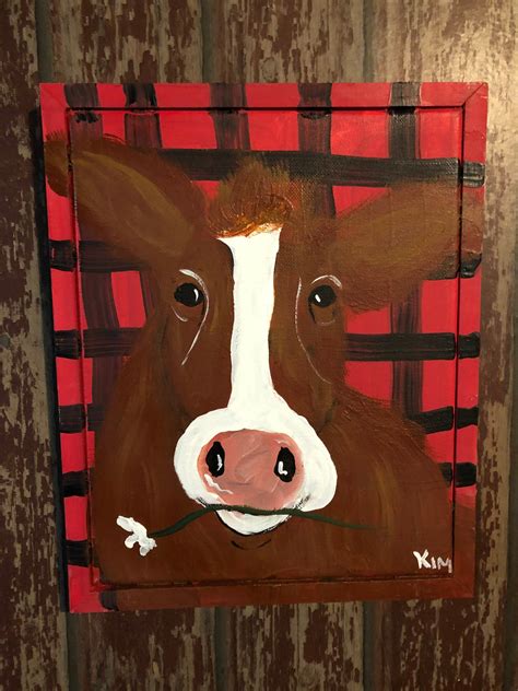 Hereford cow painting on canvas. Original. Nebraska Artist. | Etsy