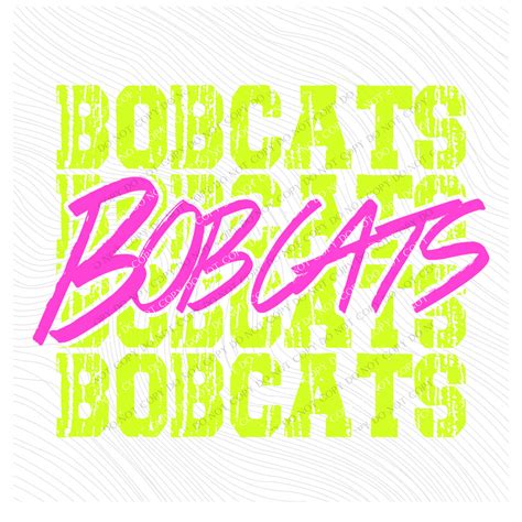 Bobcats Stacked Cutout Bright Yellow And Pink Digital Design Png Grove