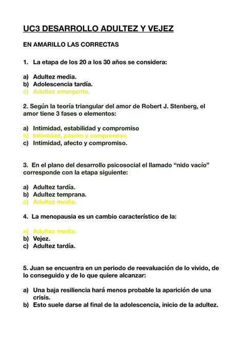 UC3 Test Resuelto Edad Adulta UC3 DESARROLLO ADULTEZ Y VEJEZ EN