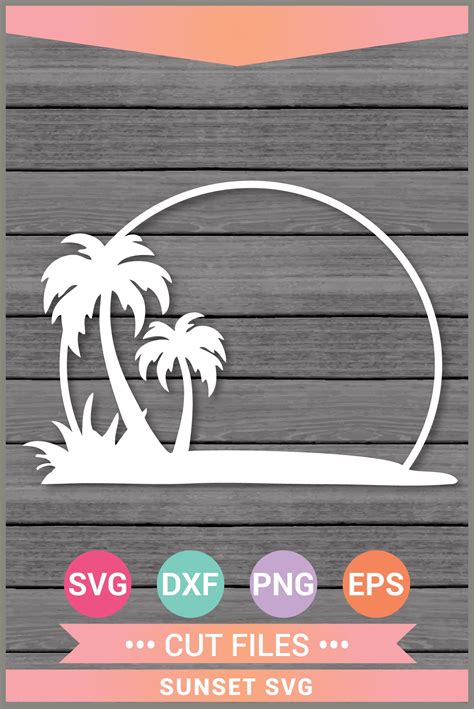 Ombre Svg Beach Svg Cutting File Iron On Palm Tree Sunset Svg Png Dxf