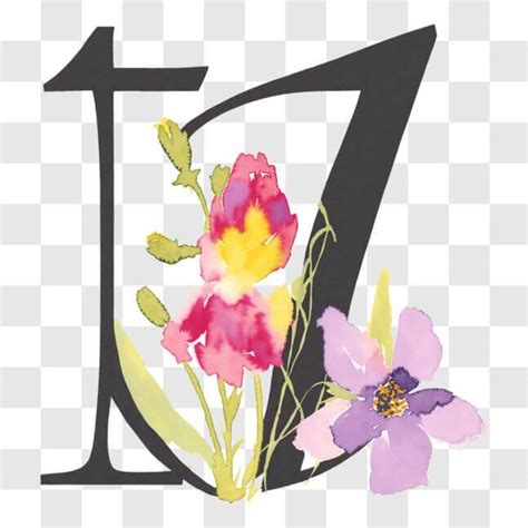 Download Floral Number Seven Watercolor Painting Png Online Creative