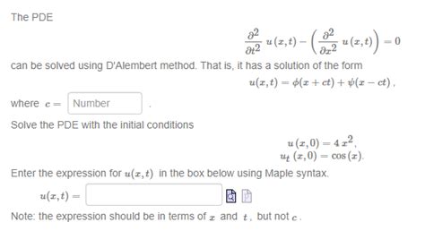 Solved The Pde T U X T X U X T Can Be Solved Chegg