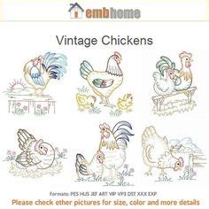 33 Chickens Roosters Hens Machine Embroidery Designs Ideas Machine