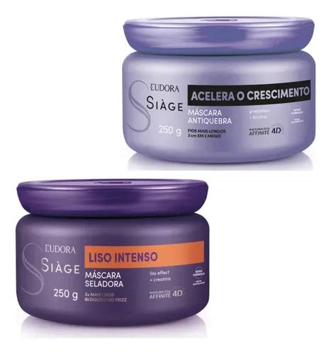 Kit Máscara Acelera Crescimento Liso Intenso 250g Eudora MercadoLivre