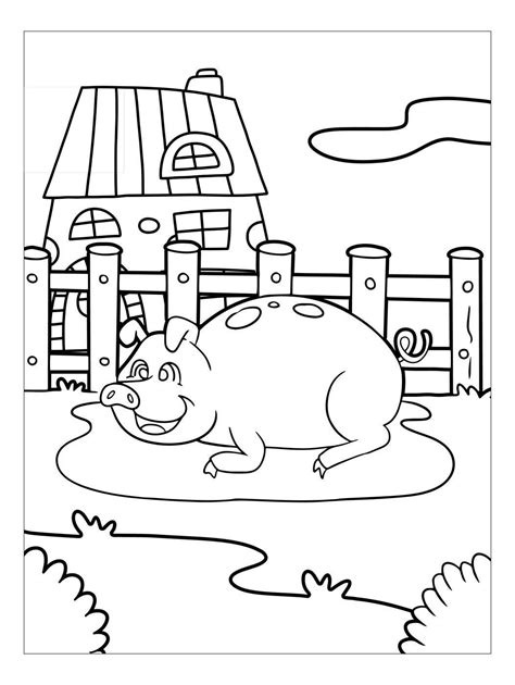 Pig In Mud Coloring Page Coloring Pages