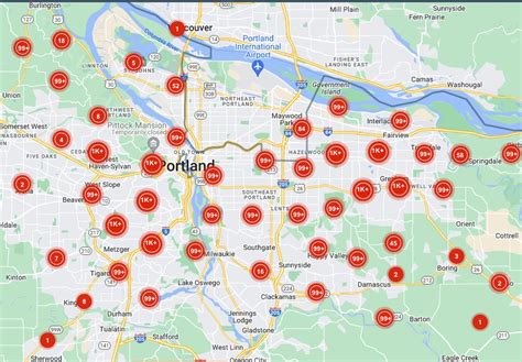 New Pge Outage Map For Portland Metro Area As Of Friday Afternoon Jan 19