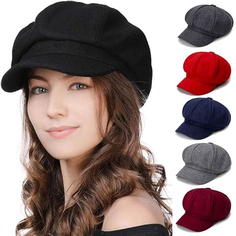 Zdwqfa Women Newsboy Cap Warm Wool Visor Beret Hats Soft Newsboy Hats