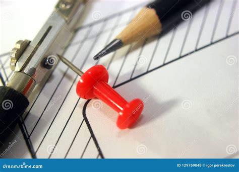 Clerical Button Red Color On The Drawing Stock Photo Image Of