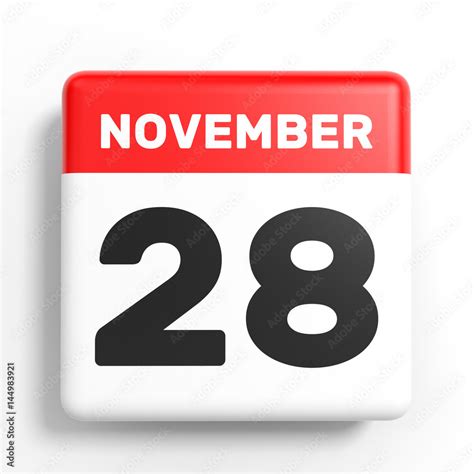 November 28. Calendar on white background. Stock Illustration | Adobe Stock