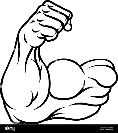 Strong Muscular Arm Bicep Muscle Cartoon Icon Stock Vector Image Art