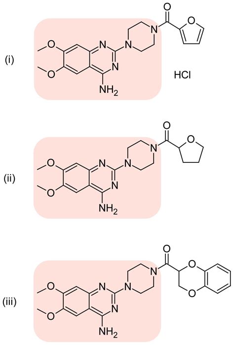 Chemical Structures Of Three Alpha One Adrenoreceptor Blockers I