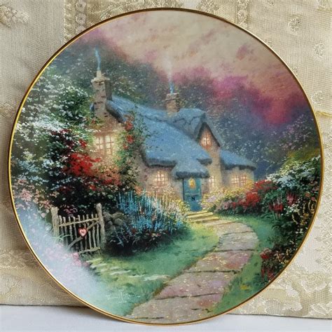 Thomas Kinkade Collectible Plate Enchanted Cottage Edwin Etsy