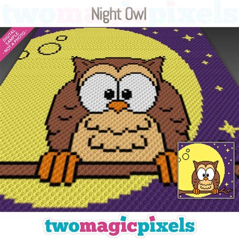 Night Owl Crochet Graph C2c Mini C2c Sc Hdc Dc Tss Etsy