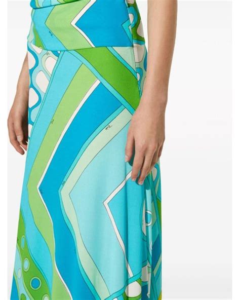 Emilio Pucci Vivara Print Maxi Skirt In Blue Lyst Uk