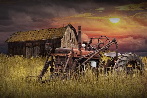 Old Farmall Tractor With Barn For Sale Photograph by Randall Nyhof