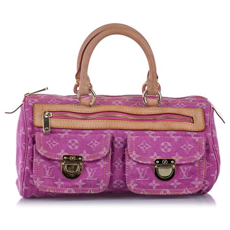 Louis Vuitton Pink Monogram Denim Neo Speedy Marrone Rosa Beige Pelle