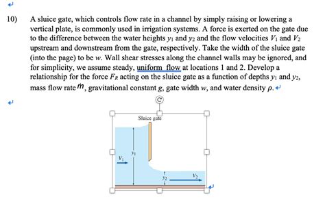 Solved 10 A Sluice Gate Which Controls Flow Rate In A Chegg