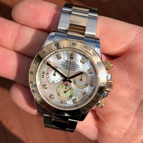 Rolex Daytona 116523 Mop Diamond Two Tone Steel Gold Automatic Caliber 4130 Wristwatch Hashtag