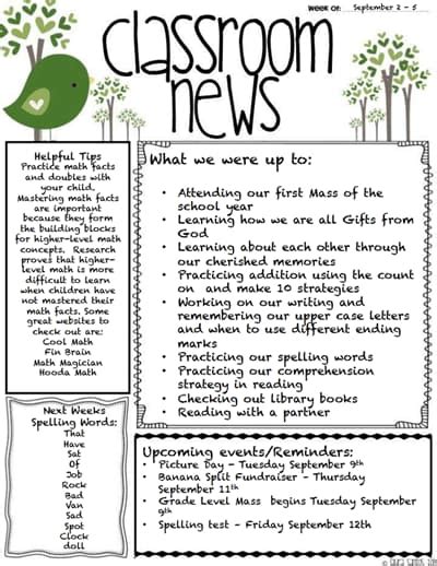 Printable Classroom Newsletter Templates