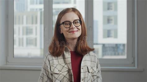 Woman With Red Hair Smiling And Posing At Camera Stock Image Image Of