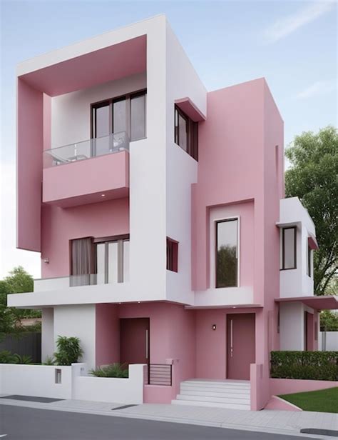 Premium Photo | Modern pink house architecture design with elegant ...