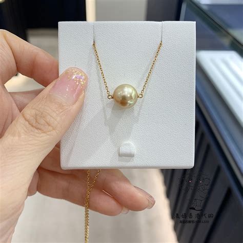 香港mikimoto 御木本 18k黄金南洋金珠女生项链路路通项链10 7mm