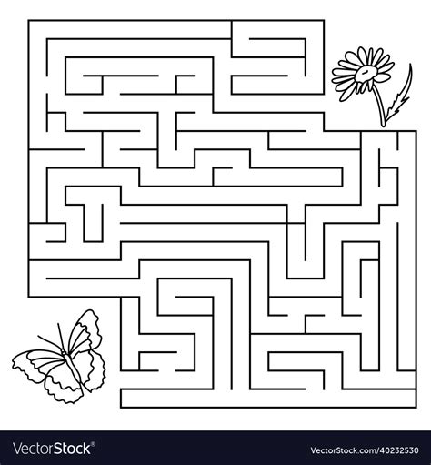 Maze Game With Animals And Plants Coloring Page Vector Image