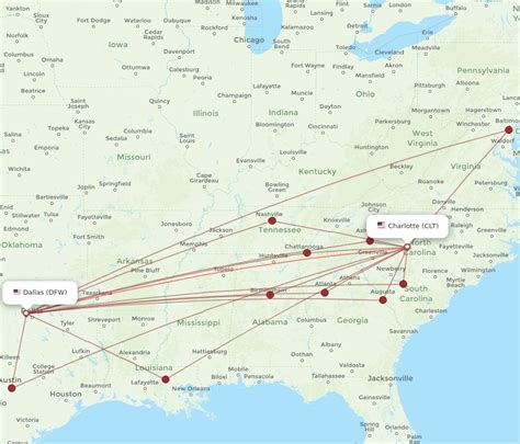 All Flight Routes From Dallas To Charlotte Dfw To Clt Flight Routes