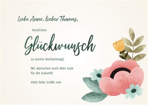 Gl Ckwunschkarte Zum Hochzeitstag Blumen Send A Smile