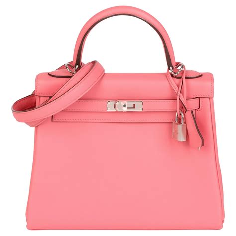 Hermes Kelly 25 Rose Extreme Sellier Pink Shoulder Bag Palladium