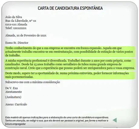 A Carta De Candidatura Espont Nea Procurar Emprego